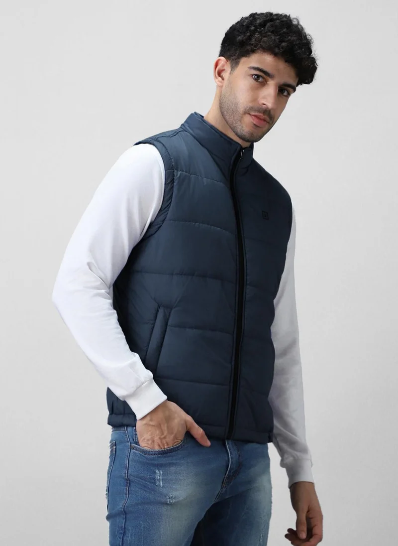 Urbano Fashion  Urbano Fashion Men's Blue Sleeveless Zippered Puffer Jacket for Men | Best Price UAE